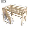 A diagram showing the dimensions of a wooden bunk bed with stairs and storage. Náhled obrázku produktu