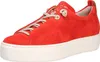 A single red suede platform sneaker is shown from a side angle against a white background. Náhľad obrázku produktu