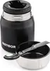 A black insulated food jar with its lid/bowl detached, revealing a spoon attached to the lid. Náhled obrázku produktu