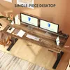 A wooden standing desk setup with dual monitors, keyboard, mouse, and tablet. Náhled obrázku produktu