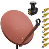 PremiumX SAT Anlage 100cm Antenne Stahl Ziegelrot Quad LNB Produktbild-Vorschau 1