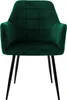 A dark green velvet armchair with black metal legs, shown from the front against a white background. Náhľad obrázku produktu