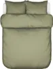 A top-down view of a neatly made bed with green bedding. Produktbild-Vorschau