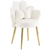 A white velvet accent chair with gold legs, presented on a white background. Podgląd zdjęcia produktu