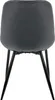 The back view of a dark gray velvet dining chair with black metal legs. Náhľad obrázku produktu