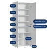A diagram showing the internal dimensions of a white cabinet. Voir les images du produit