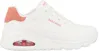 A side view of a white Skechers sneaker with pink accents. Produktbild-Vorschau