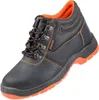 A single black work boot with orange accents is shown against a white background. Produktbild-Vorschau