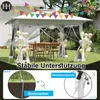 A white pop-up gazebo set up in a grassy backyard, decorated with balloons and bunting for a party. A table and chairs are set up inside. Náhled obrázku produktu