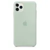 A green iPhone 11 Pro Max silicone case is shown against a white background. Produktbild-Vorschau