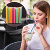 100 Stück Jumbo-Smoothie-Strohhalme aus Kunststoff, bunter Produktbild-Vorschau 5