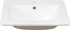 A top-down view of a white ceramic sink with a faucet hole and drain. Produktbild-Vorschau