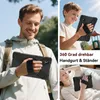 Collage of images showing a tablet case in use by different people in various settings. Produktbild-Vorschau