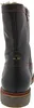 A back view of a brown leather boot with fur trim. Produktbild-Vorschau
