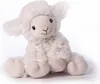 A white plush lamb toy is sitting down against a white background. Produktbild-Vorschau