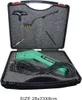 A black carrying case with foam inserts holding a green hot knife foam cutter and accessories. Produktbild-Vorschau