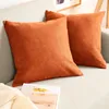 Two orange throw pillows are placed on a light gray sofa. Anteprima dell’immagine prodotto