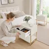Ensemble de deux tables de chevet avec tiroir, en velours Voir les images du produit 2