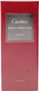 Hochformatige Box von Cartier Déclaration Parfum in tiefem Rot mit silberner Umrandung und dezentem Logoaufdruck in weißer Serifenschrift. Podgląd zdjęcia produktu