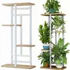 A collage showing an empty plant stand and the same plant stand filled with plants. Produktbild-Vorschau