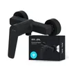 A black shower faucet and its packaging are displayed against a white background. Produktbild-Vorschau