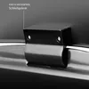 A close-up view of a reinforced hinge on a black trash can. Produktbild-Vorschau
