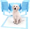 A puppy sits on a training pad surrounded by stacks of training pads. Produktbild-Vorschau