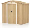 A light brown wooden shed with a double door and white trim, presented on a white background. Anteprima dell’immagine prodotto