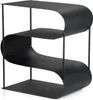 A black metal firewood rack with a unique S-shaped design. Produktbild-Vorschau