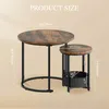 Balconera Couchtisch Rund, 2er Set Nisttisch, Stapelbarer Produktbild-Vorschau 3