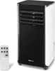 A mobile air conditioner unit and its remote control are shown against a white background. Produktbild-Vorschau