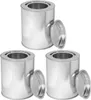 Three silver metal cans with lids, arranged in a triangular formation on a white background. Anteprima dell’immagine prodotto