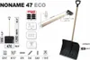 A diagram and image of a shovel with technical specifications and features. Produktbild-Vorschau