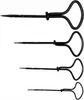 Four hand drills of varying sizes are displayed vertically against a white background. Produktbild-Vorschau