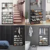 Stojan na oblečení 60 x 172 cm s policemi na boty, černý, Náhled obrázku produktu 8