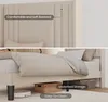 A split image showing the headboard of a bed with text overlay and the lower part of a bed frame with storage baskets underneath. Produktbild-Vorschau