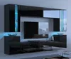 A modern black living room wall unit with integrated LED lighting. Produktbild-Vorschau
