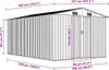 A diagram of a metal shed with dimensions indicated. Náhled obrázku produktu