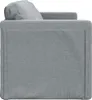 Side view of a light gray sofa with a pillow. The sofa is upholstered in fabric. Produktbild-Vorschau