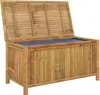 A bamboo storage chest with the lid open, revealing a blue liner. Produktbild-Vorschau