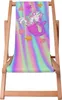 A wooden deck chair with a colorful unicorn and mermaid design. Náhľad obrázku produktu
