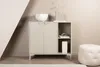 Buffet avec deux portes et deux étagères, de couleur beige. Voir les images du produit 4