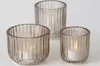 LS-LebenStil 3er Set Teelichthalter Glas Retro Beige 7-9cm Produktbild-Vorschau 4