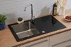 Küchenspüle Glas Einbauspüle Edelstahl Spüle 86 x 50 Produktbild-Vorschau 1
