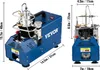 Two views of a blue VEVOR brand electric high-pressure air compressor with dimensions indicated. Anteprima dell’immagine prodotto