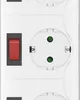 A close-up view of a white power strip with multiple outlets and a red switch. Anteprima dell’immagine prodotto
