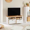 TV Lowboard BOLTON aus massiver Kiefer in weiß/braun, TV Produktbild-Vorschau 3