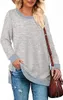 ASKSA Damen Langarmshirt Rundhals Einfarbiges Blusen Produktbild-Vorschau 2