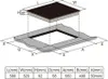 A diagram showing the dimensions of a kitchen appliance, with a table of measurements below. Produktbild-Vorschau