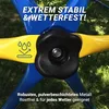 Close-up of a playground climbing structure with text overlays highlighting its features. Produktbild-Vorschau